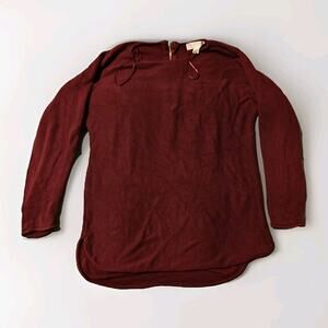 Michael Kors Sweater Women Medium Burgandy Long Sleeve Knit Back Zip Tunic